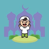 Cute moslem kid vector