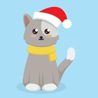 Cute cat christmas theme vector