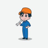 Chibi repairman mascot vector