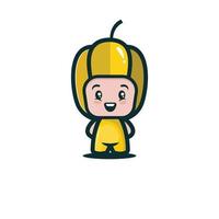 Cute kid with fruit costume vector