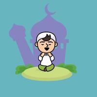 Cute moslem kid vector