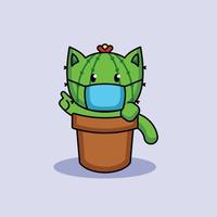 Cute cat cactus vector