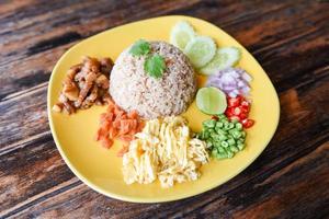 Rice Seasoned with Shrimp Paste Recipe - Rice Mixed with Shrimp paste Thai food photo