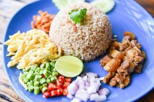 Rice Seasoned with Shrimp Paste Recipe - Rice Mixed with Shrimp paste Thai food photo