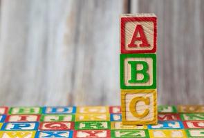 ABC wooden block stack vertically photo