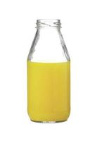 pineapple juice in glass bottle on white background photo