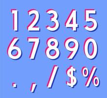 Three dimensional retro numbers of days left, percentage and dollar sign. vector