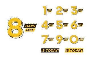 Flashing numbers of days left. Stickers and banners timer pack. vector