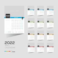 Calendario de pared de 4 colores, 12 meses, 12 páginas, 2022 vector