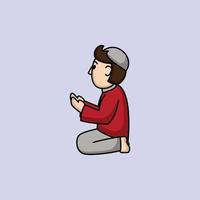 Moslem kid praying vector