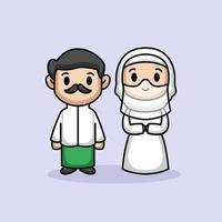 Cute moslem couple vector