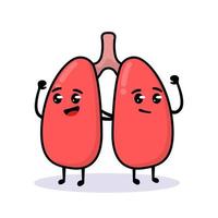 Cute lungs mascot vector