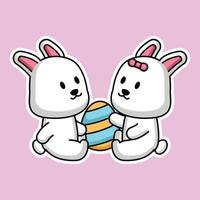 Cute rabbit sticker vector