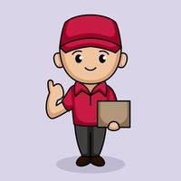 Cute delivery man mascot vector