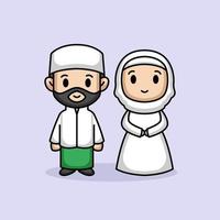 Cute moslem couple vector