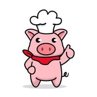 Cute pig chef vector