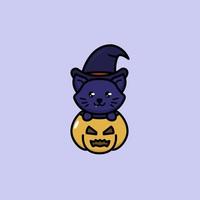 Cute cat halloween vector