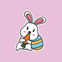 Cute rabbit sticker vector