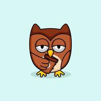 Cute owl and coffee vector