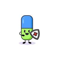 Cute pill mascot vector