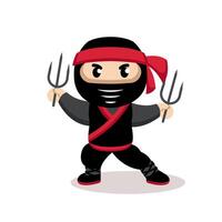 Cute ninja mascot vector