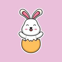 Cute rabbit sticker vector