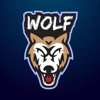 logotipo de e-sport de lobo vector