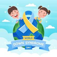 celebración del día mundial del síndrome de down con carácter infantil vector