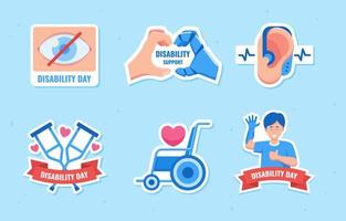 People with Disability Sticker Set vector