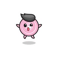 onion rings character is jumping gesture vector