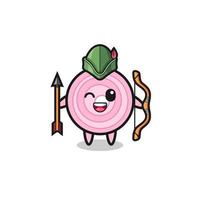 onion rings cartoon as medieval archer mascot vector