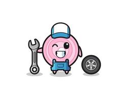 the onion rings character as a mechanic mascot vector