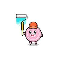 the onion rings painter mascot with a paint roller vector