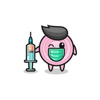 onion rings mascot as vaccinator vector