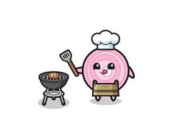 onion rings barbeque chef with a grill vector