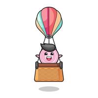 onion rings mascot riding a hot air balloon vector