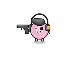 illustration of onion rings cartoon doing shooting range vector