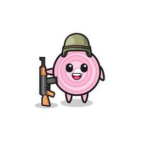 cute onion rings mascot as a soldier vector