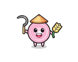 onion rings Asian farmer holding paddy vector