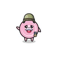 cute onion rings as veteran cartoon vector