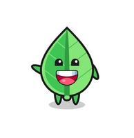 happy leaf cute mascot character vector