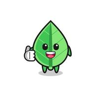 leaf mascot doing thumbs up gesture vector