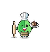 leaf as pastry chef mascot hold rolling pin vector