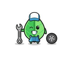 the leaf character as a mechanic mascot vector