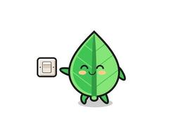 cartoon leaf is turning off light vector