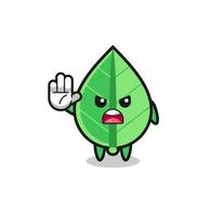 leaf character doing stop gesture vector