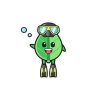 the leaf diver cartoon character vector