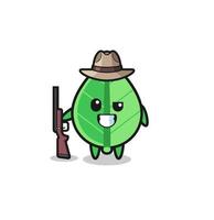 leaf hunter mascot holding a gun vector