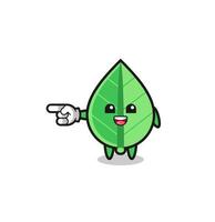 leaf cartoon with pointing left gesture vector