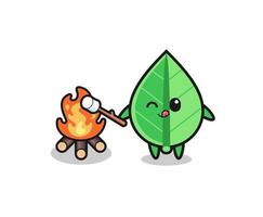 leaf character is burning marshmallow vector